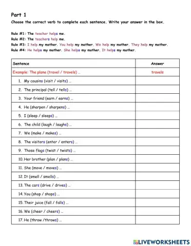 Nouns and Verbs 1a