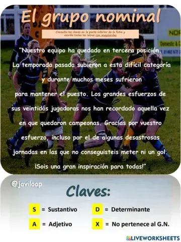 ANÁLISIS MORFOLÓGICO: Sustantivos, adjetivos y determinantes javiloap