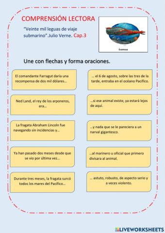 Comprensión lectora Veinte mil leguas de viaje submarino