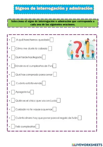 signos de interrogacioón y admiración