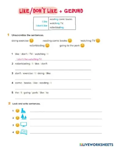 Like don't like gerund