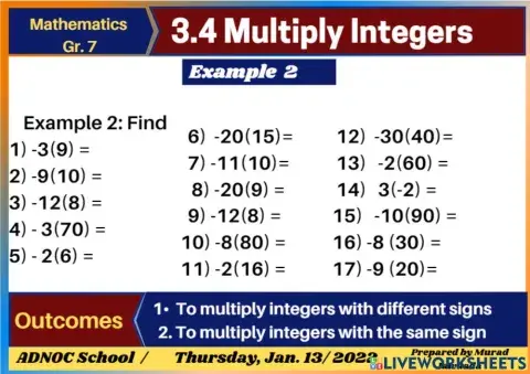 Multiply Integers ex2