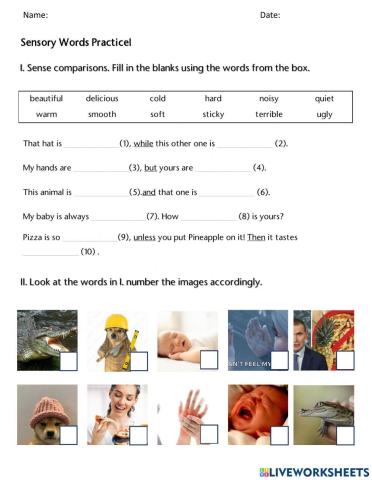 Sensory adjectives contrast!