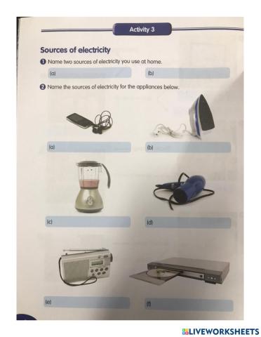 Activity 3: Sources of Electricity