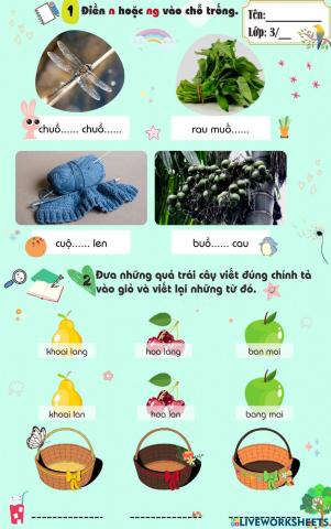 Bài tập chính tả phân biệt phụ âm cuối n-ng và dấu thanh hỏi-ngã