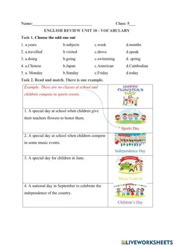 Grade 5 - Review Unit 10