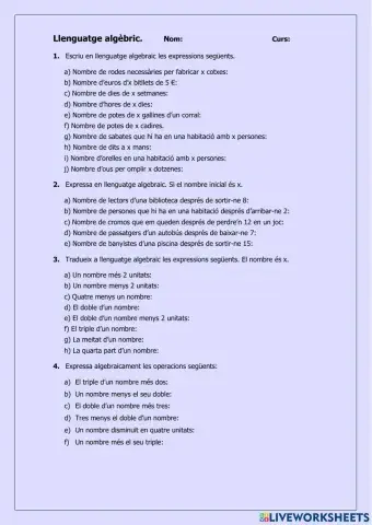 Introducció al llenguatge algèbric