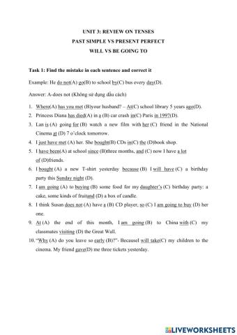 Unit 3 - REVIEW ON TENSE