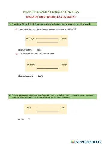 Proporcionalitat (Regla de tres i reducció a la unitat)