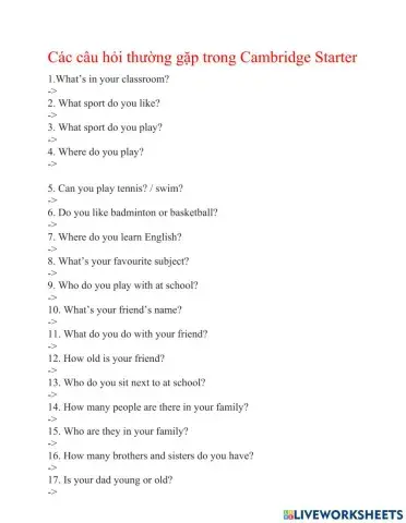 Cambridge Starter Speaking