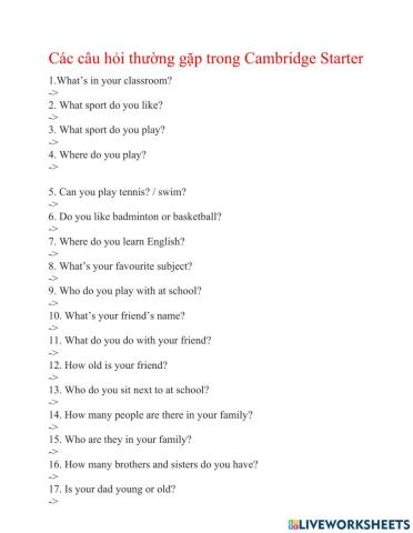 Cambridge Starter Speaking