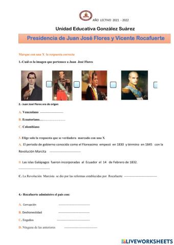 Primer Período del Ecuador  como Repúblia