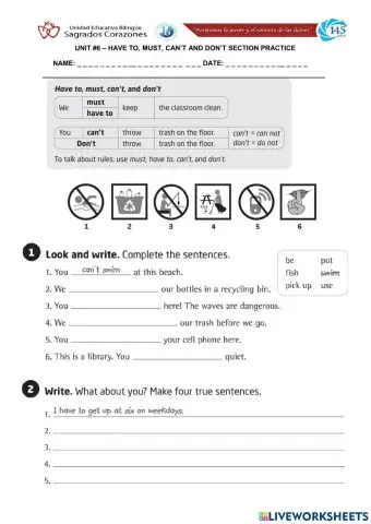 Have to, must, can't and don't