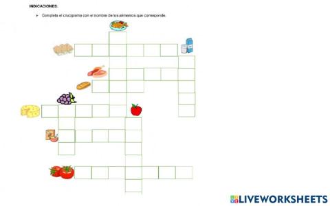 Crucigrama de alimentos