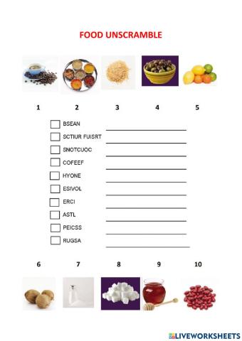 Food unscramble
