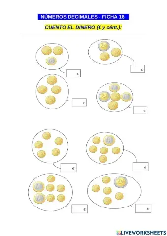 CUENTO DINERO EUROS y CÉNTIMOS