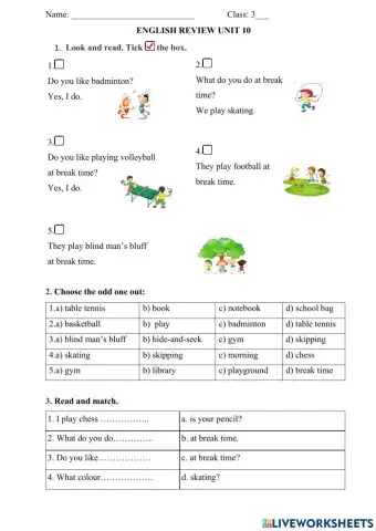 Grade 3 - Review Unit 10