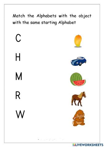Match the alphabets with pictures