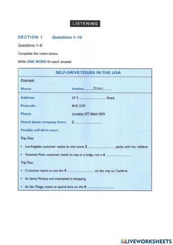 Listening test Section 2