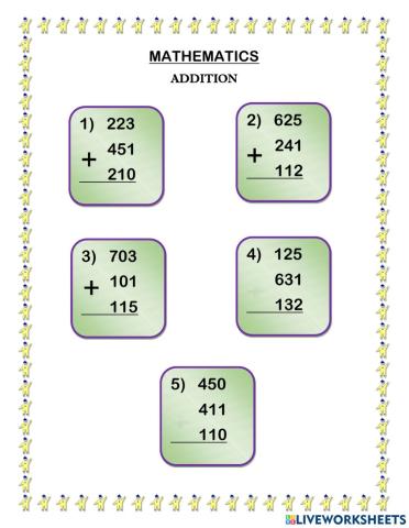 Addition (Without Regrouping)