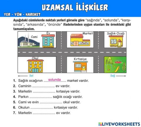 Uzamsal İlişkiler  Yer Yön ve Hareket
