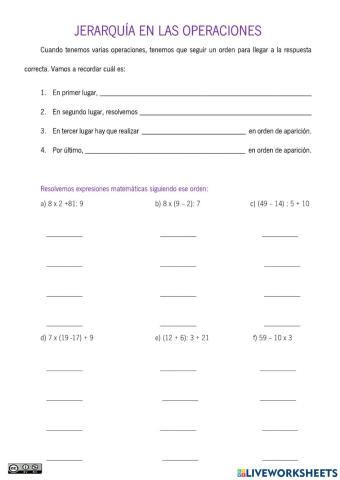 Jerarquía en las operaciones