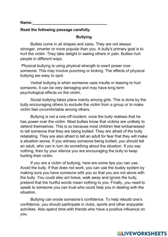 Bullying Comprehension