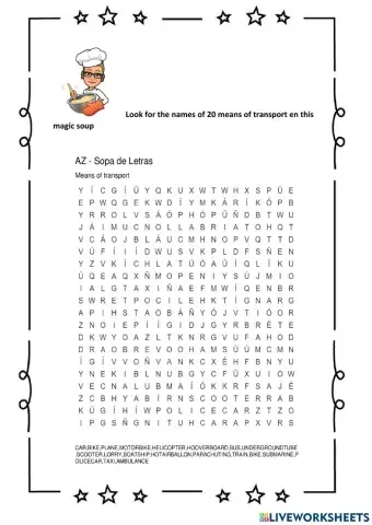 Means of transport crossword