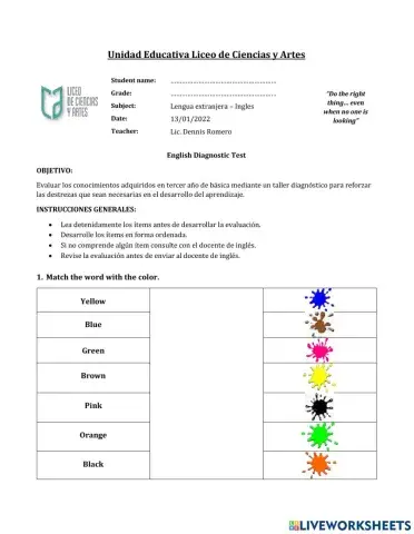 Diagnostic Test 3th grade