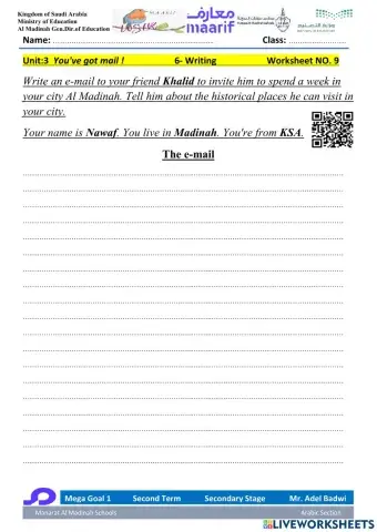 Mega Goal 1.2 Second Term Unit 3 You've got mail! 6- Writing 1