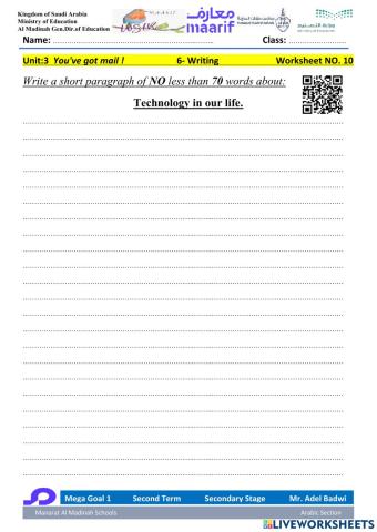 Mega Goal 1.2 Second Term Unit 3 You've got mail! 6- Writing 2