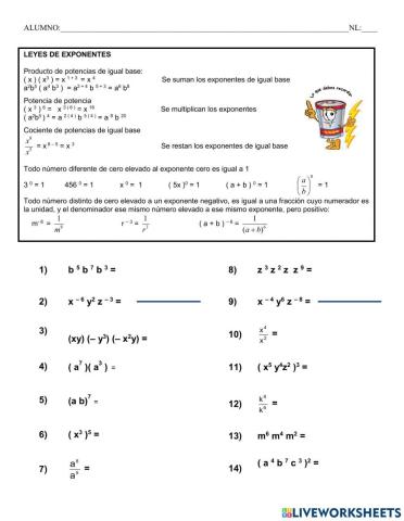 Leyes de los exponentes