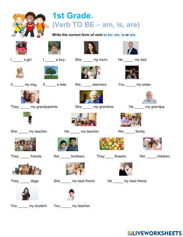 1st Grade Verb To Be (AM, IS, ARE)