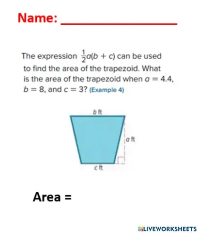 Evaluate algebraic expressions