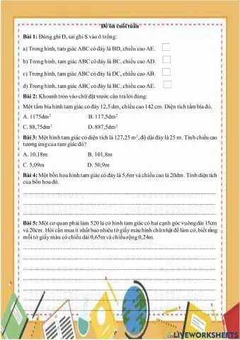 Ôn tập - Diện tích tam giác, hình thang