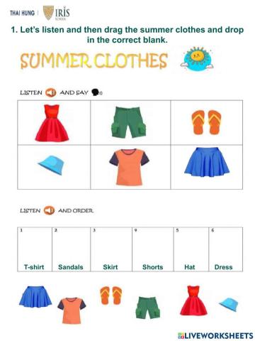 Moon-Worksheet about Summer Clothes