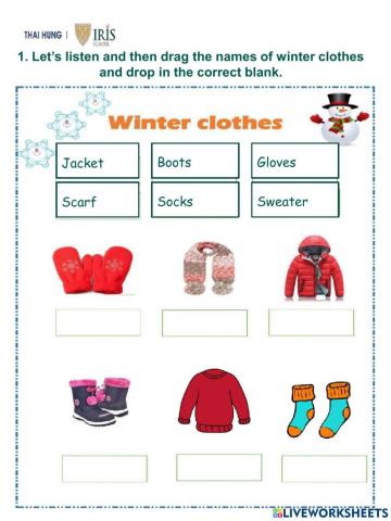 Moon-Worksheet about Winter Clothes