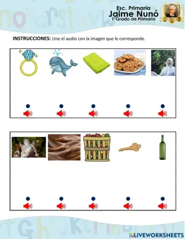 Escucha y une el audio con la imagen Letra Ll