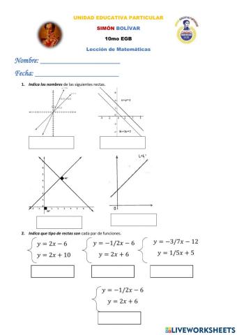Pendiente, Ecuación de la recta, Rectas, Sistema de ecuaciones