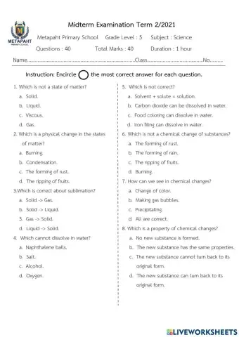 Midterm Test: Changes