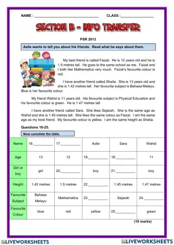 PSR Section B & C 2012