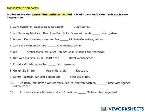 Präpositionen für Wegbeschreibungen