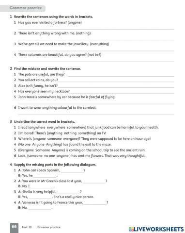 Indefinite pronouns and questions tags