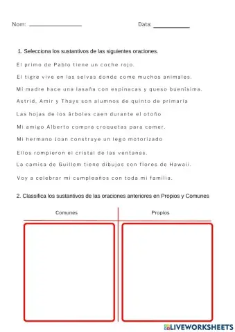 Sustantivos comunes y propios
