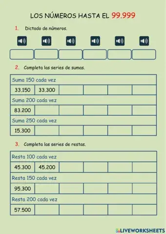 Los números hasta el 99.999