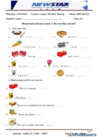 HW L1. Do you like carrots?.G2