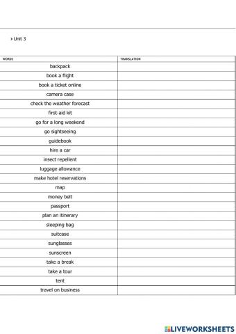 Way to English 3- Unit 3 vocabulary