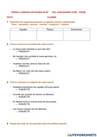 Prova accentuació, oració i digrafs