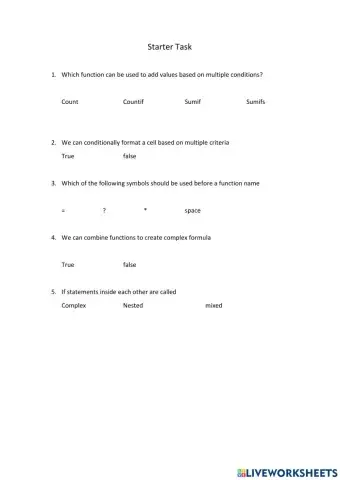 Working with spreadsheets