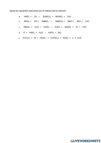 Ajuste reacciones método ion-electrón